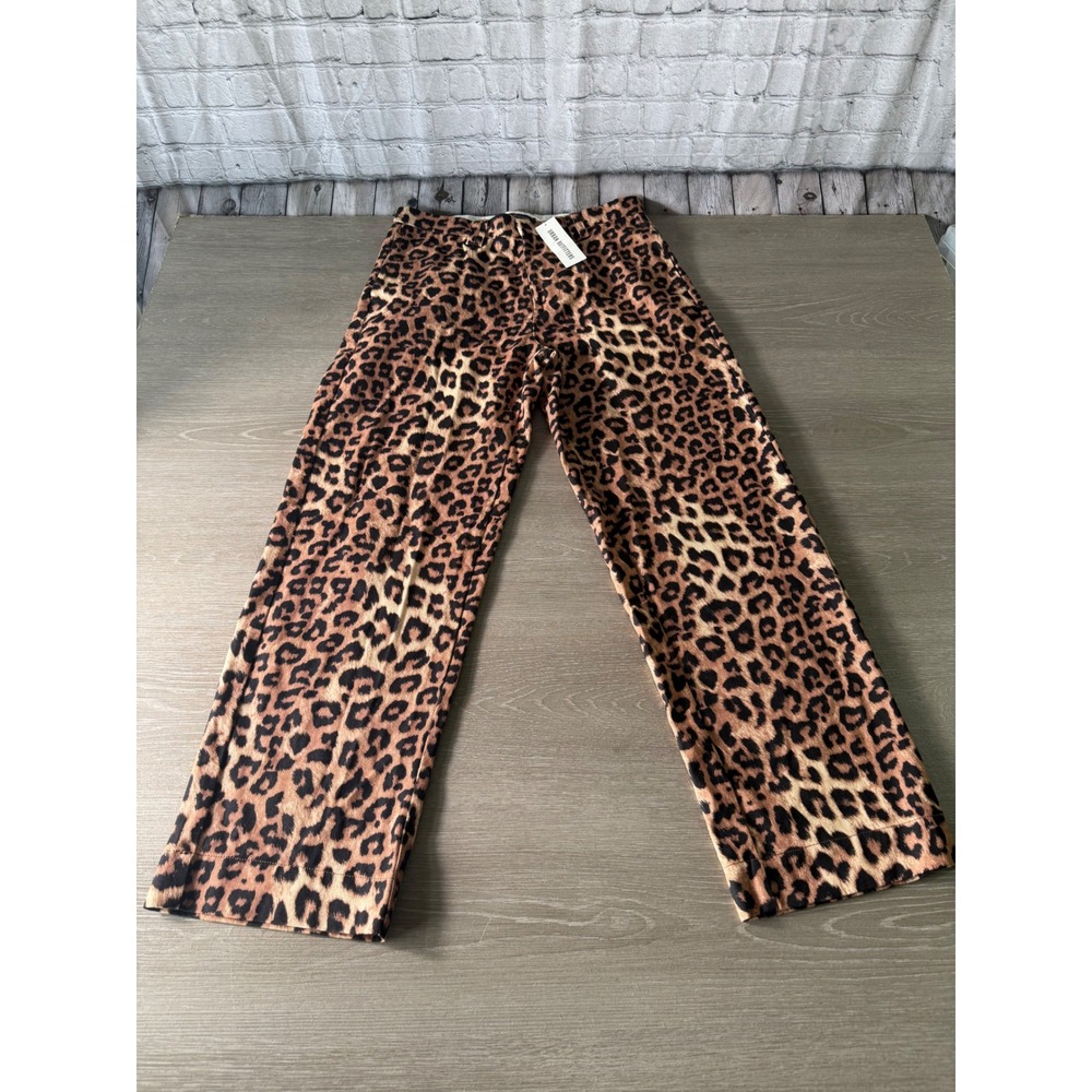 Urban Outfitters Leopard Print High Rise Straight Leg Pants Women's Size 30x32 - Picture 2 of 11